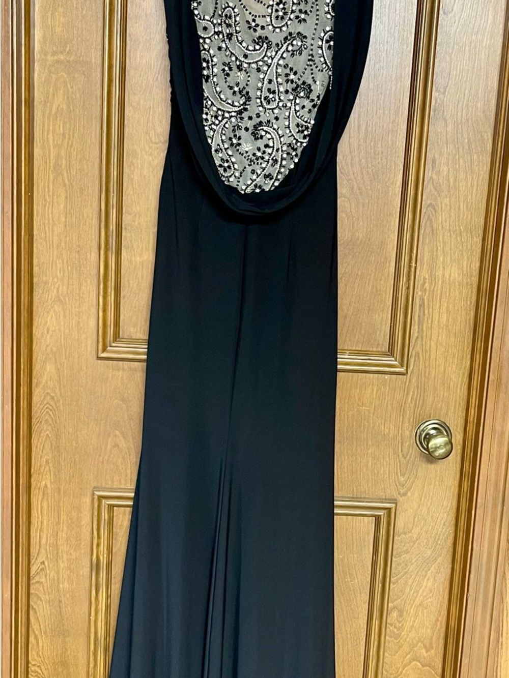 Black Maxi Dress with Embellished Ivory Back Panel